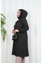 Zippered Quilted Long Caps Black Hnt8581 - 6