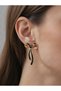 Women's Black Bow Model Gold Color Detailed Tiny Bow Steel Earrings - 4
