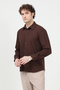 Men's Long Sleeve Button down Textured Shirt Brown - 26Y 30000 - 4