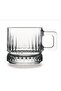 Set of 6 Glass Coffee Cups, Espresso Cup Set 140 ml Glass Mug with Handle Transparent Patterned Glass Mug - 2