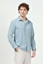Men's Long Sleeve Buttoned Textured Shirt Blue - 26Y 30000