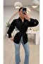 Design Lace Detailed Back-Tie Shirt Black - 7