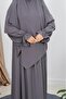 Sleeveless Beaded Dress Souffle Set Umrah and Hajj Clothing Gray Hnt7102 - 2