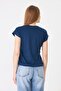 Women's Stone Detail Low Sleeve Comfortable Fit Basic Tshirt Indigo - 7