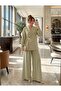 Women's Comfortable Fit Double Fabric Side-Tie Jacket Pants Set - 6