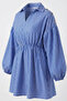 ASPEN Bel Rubber Balloon Long-Sleeved Button-Down Satin Women's Shirt & Blouse & Modest Shirt - Pot White - 4