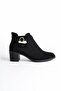 Women's Black Suede Zippered Heeled Perforated Summer Boots - 2