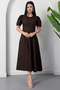 Crew Neck Piece Pleated Denim Dress 2026-4552 - 7