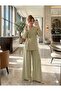 Women's Comfortable Fit Double Fabric Side-Tie Jacket Pants Set