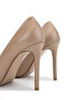 Women's Genuine Leather Beige Heeled Shoes - 5