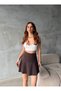 Brown Color 2 Layer High Waist Shiny Stone Detailed Tennis Skirt Sports Shorts Skirt Tennis Skirt - 8