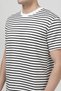 Men's Crew Neck Modal Fabric Striped T-Shirt Black - 26Y 1005 - 2