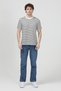 Men's Crew Neck Modal Fabric Striped T-Shirt Black - 26Y 1005 - 4