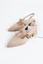 Yolanda Women's Suede Double Buckle Detail Short Heeled Shoes- Ballet Flats