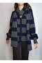 Women's Dark Blue Gray Block Striped Knitted Cardigan Yy101357 - 3