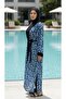 Hijab Leaf Patterned Hijab Swimsuit Set Kimono Pareo Set of 4 - 7
