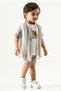 Boy's 3-Piece Summer Set Striped Shirt T-Shirt Shorts Combination - 2