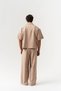 Sienna Snap Fastener Double-Breasted Jacket and Elastic Waist Fabric Pants Set - 3