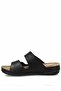 Black Women's Double Buckled Cork Sole Daily Shoes Slipper - 5