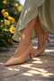 Lady Women's Pointed Toe Slingback Heeled Shoes Beige Summer Stylish Model C0006