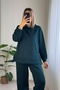 Hooded Sweat Snap Fastener Green Modal Set