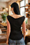 Women's Black Degaje Boat Neck Sleeveless Viscose Elasthane Blouse - 5