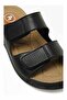 Black Women's Double Buckled Cork Sole Daily Shoes Slipper - 4