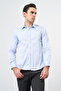 Blue Hard Collar Pocketless Slim Fit Classic Cotton Shirt 1004255324 - 2