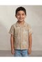Boys Beige Palm Print Shirt With T Shirt