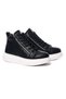 Men's High Ankle Designer Zipper Shoes Black-White - 2