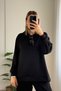 Hooded Sweat Snap Fastener Black Modal Set - 2