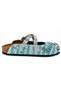 Women's Vegan Leather Turquoise-Pink Crisscross Straps Slipper - Hello Panda Model - Wcal122 - 5