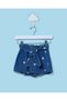 Infant Girls Midwash Embroidered Denim Shorts with Self Fabric Belt