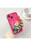 iPhone 15 Plus Compatible Silicone Shockproof Rose Red Phone Case Flower Pattern - 8