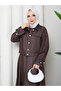 Contrast Stitching Li Denim Denim Jacket & Jile Hijab Set Rc6034 - 6