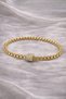 Gold Color Steel Bracelet with Zircon Stone and Cylinder Detail Chain Women's Bracelet - 2