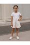 Girls White Embroidered Dobby Shorts - 5