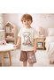 Boy's Teddy Bear Printed Short Sleeve T-Shirt and Shorts Set - 3