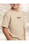 Boys Beige Jacquard Embroidered T Shirt - 4