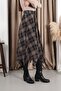 Plaid Asymmetric Chiffon Nare Skirt - 6