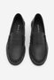 Women's Genuine Leather Oval Toe Moccasin Stitched Ruched Loafers Casual Shoes Ervos Black - 5