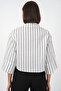 Women's Striped Oversized Short Shirt 20326 - White - 5