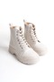 Cream (Cream Sole) Lace-Up Zippered Women's Sneakers Boots - 5