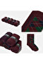 Stitch-Free Bamboo Socks Jacquard Claret Red Patterned Colors Men's Socks Boxed 5 Pairs Premium Long Socks Mix - 2
