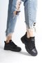 Black Lace-up Women's Sports Shoes