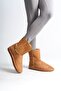 Tan Suede Women's Flat Boots with Fur Inside
