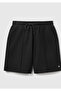 Men's Black 100% Cotton Logo Detailed Drawstring Bermuda Shorts