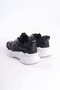 Black (White Sole) Lace-Up Women's Sports Shoes - 5