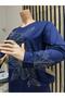 Women's Middle Age and Above Large Rose Patterned Stone Mother Combed Cotton Blouse - 3