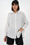 Women's Striped Oversized Shirt 20293 - White